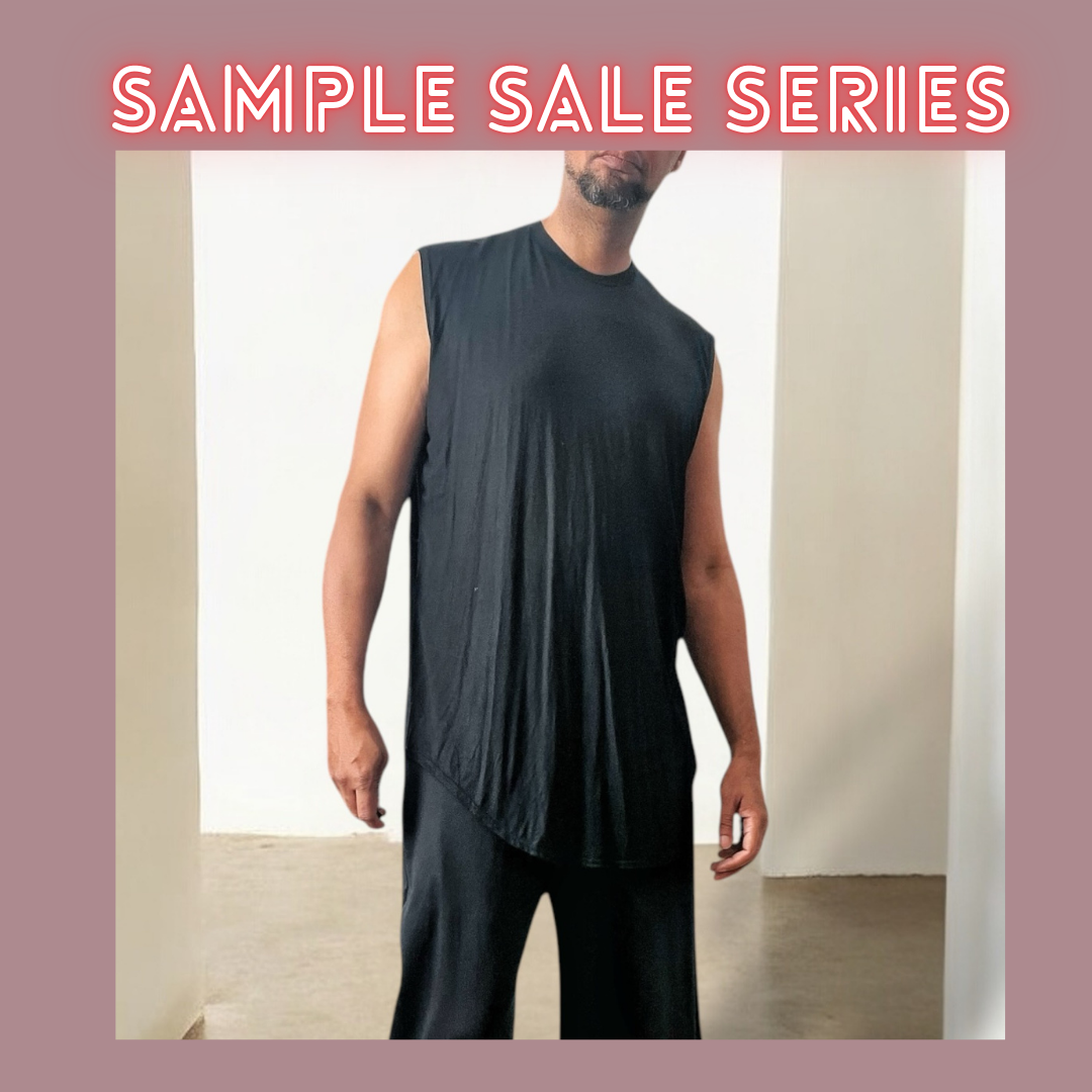 Men's Avant-garde Sleeveless Tunic Tee in Soft Rayon Jersey