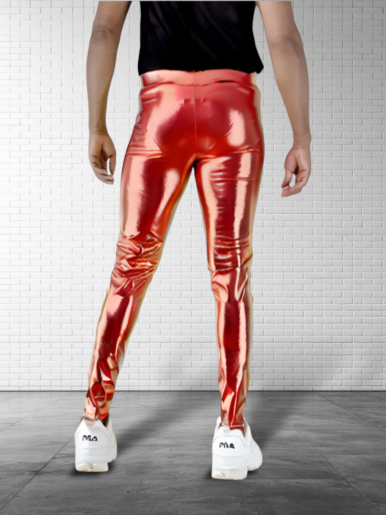 Red Metallic Legging | Coated Spandex | Red | Unisex Mens