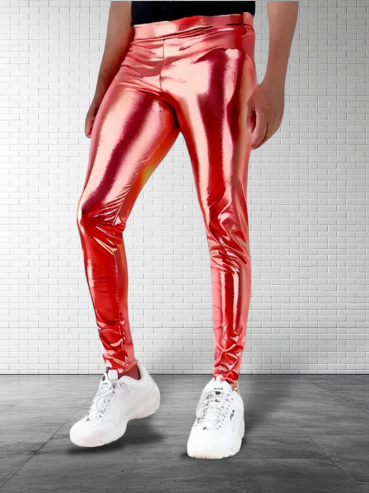 Red Metallic Legging | Coated Spandex | Red | Unisex Mens