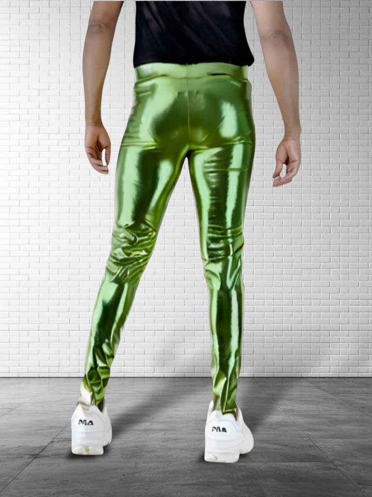 Green Metallic Legging | Coated Spandex | Green | Unisex Mens